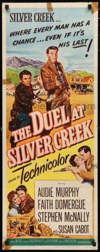 3w516 DUEL AT SILVER CREEK insert '52 Audie Murphy & Stephen McNally dared the outlaw guns!