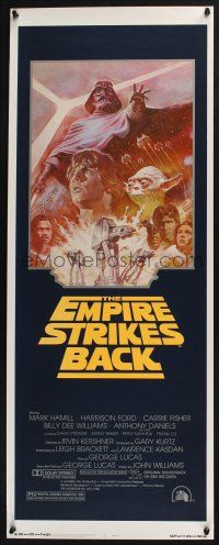3w519 EMPIRE STRIKES BACK insert R81 George Lucas sci-fi classic, cool artwork by Tom Jung!
