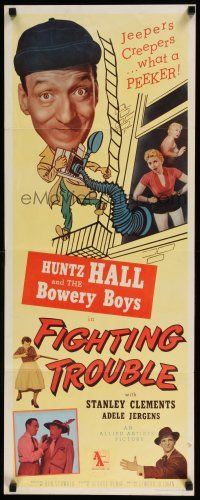 3w530 FIGHTING TROUBLE insert '56 Huntz Hall & the Bowery Boys, jeepers creepers what a peeker!