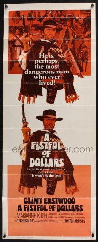 3w532 FISTFUL OF DOLLARS insert '67 Sergio Leone, Clint Eastwood is perhaps the most dangerous man