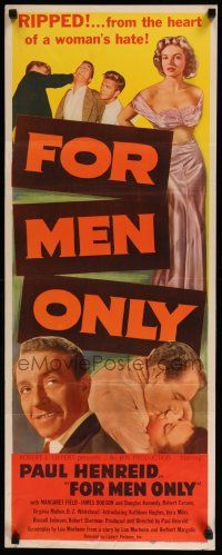3w535 FOR MEN ONLY insert '52 sexy sleazy Margaret Field, Paul Henreid, the heart of woman's hate!