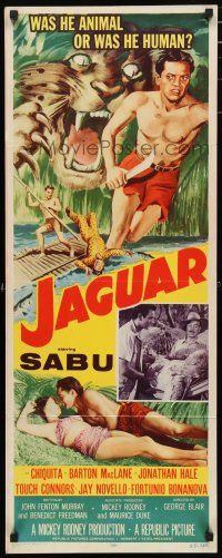 3w582 JAGUAR insert '55 Barton MacLane, Sabu lays with sexy Chiquita + art of him in jungle!