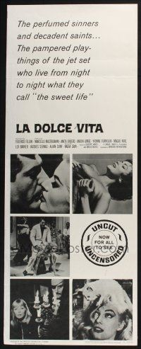 3w592 LA DOLCE VITA insert R66 Federico Fellini, Marcello Mastroianni, sexy Anita Ekberg!