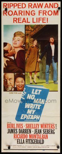 3w605 LET NO MAN WRITE MY EPITAPH insert '60 Burl Ives, Shelley Winters, James Darren, Jean Seberg