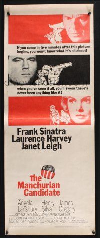 3w633 MANCHURIAN CANDIDATE insert '62 Frank Sinatra, Laurence Harvey, Janet Leigh, Frankenheimer