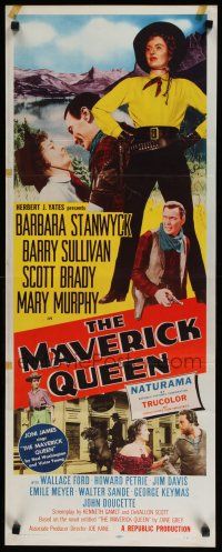 3w639 MAVERICK QUEEN insert '56 full-length Barbara Stanwyck, from Zane Grey's novel!