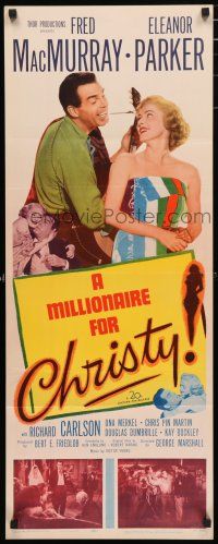 3w646 MILLIONAIRE FOR CHRISTY insert '51 art of Fred MacMurray and pretty Eleanor Parker!