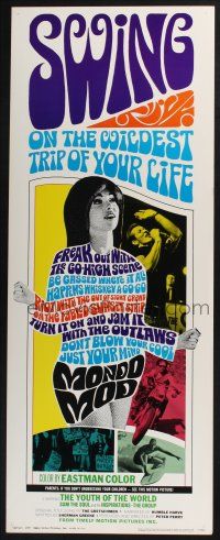 3w651 MONDO MOD insert '67 teen hippie mod youth surfing drugs documentary!