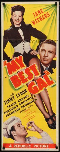 3w660 MY BEST GAL insert '44 Anthony Mann directed, pretty Jane Withers w/Jimmy Lydon!
