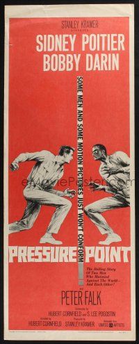 3w698 PRESSURE POINT insert '62 Sidney Poitier squares off against Bobby Darin, cool art!