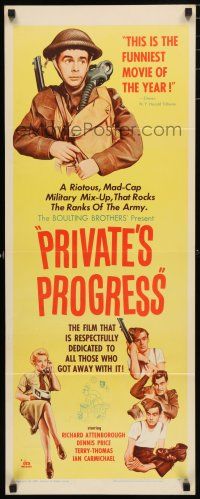 3w704 PRIVATE'S PROGRESS insert '56 John Boulting directed, Richard Attenborough, Dennis Price