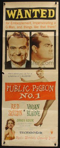 3w707 PUBLIC PIGEON NO 1 insert '56 great art of Red Skelton as bird in cage & sexy Vivian Blaine!