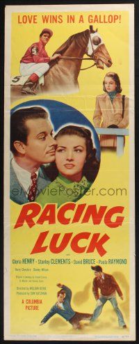 3w710 RACING LUCK insert '48 Gloria Henry, David Bruce, jockey Stanley Clements, horse racing!