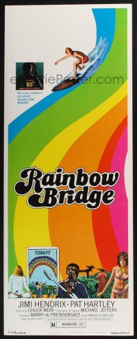 3w713 RAINBOW BRIDGE insert '72 Jimi Hendrix, wild psychedelic surfing & tarot card image!