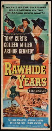3w716 RAWHIDE YEARS insert '55 poker playing Tony Curtis + sexy Colleen Miller & Arthur Kennedy!