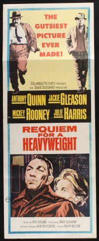 3w719 REQUIEM FOR A HEAVYWEIGHT insert '62 Anthony Quinn, Jackie Gleason, Mickey Rooney, boxing!