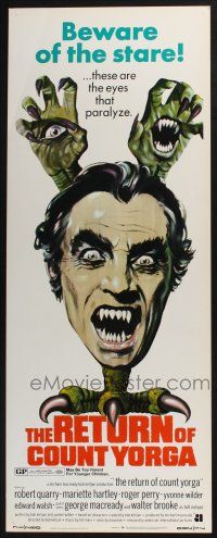 3w720 RETURN OF COUNT YORGA insert '71 Robert Quarry, AIP vampires, wild monster art!