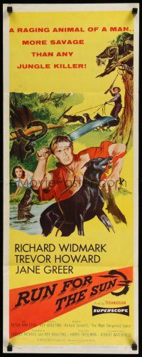 3w735 RUN FOR THE SUN insert '56 Richard Widmark finds Nazis in Central American jungle!