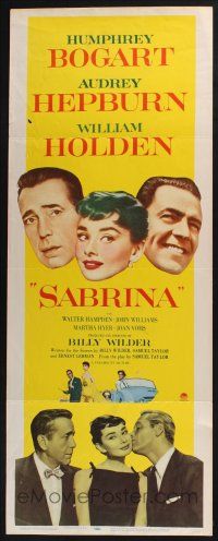 3w738 SABRINA insert '54 Audrey Hepburn, Humphrey Bogart, William Holden, Billy Wilder