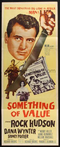 3w768 SOMETHING OF VALUE insert '57 Rock Hudson & Wynter, filmed under military protection in Africa