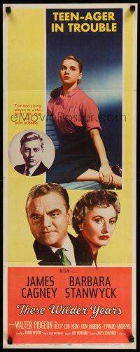 3w795 THESE WILDER YEARS insert '56 James Cagney & Barbara Stanwyck have a teenager in trouble!