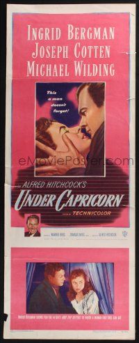 3w822 UNDER CAPRICORN insert '49 romantic Ingrid Bergman & Joseph Cotten, Alfred Hitchcock!