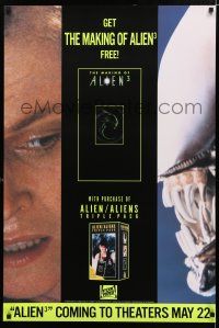 3x700 ALIEN/ALIENS 26x38 video poster '92 cool image of Weaver as Ripley & the sci-fi creature!