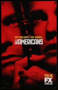 3x518 AMERICANS tv poster '14 cool image of Matthew Rhys & Keri Russell with silenced gun!