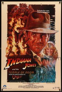 3x749 INDIANA JONES & THE TEMPLE OF DOOM 27x40 video poster '86 Drew art of Harrison Ford!