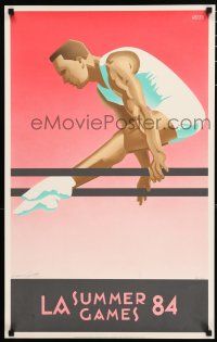 3x214 1984 SUMMER OLYMPICS signed 20x31 special '83 by Laura Smith, cool art of Olympic gymnast!