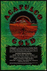 3x217 ACAPULCO GOLD 12x18 special '73 marijuana documentary, cool art of pyramid & rainbow!