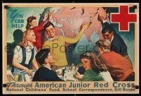 3x223 AMERICAN JUNIOR RED CROSS 15x22 special '40s Rico Tomaso art of youth and huge globe!