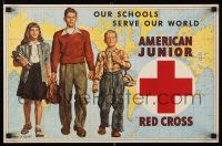 3x224 AMERICAN JUNIOR RED CROSS 15x23 special '46 Smith art of three students and world map!