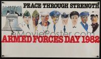 3x229 ARMED FORCES DAY 1982 15x26 special '82 Salmon art of various service members, Liberty Bell!