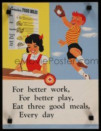3x062 CANADA'S FOOD RULES 2-sided 11x15 Canadian special '60s girl in front of poster, baseball!