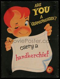 3x063 CARRY A HANDKERCHIEF 2-sided 11x15 Canadian special '60s are you a germ spreader?