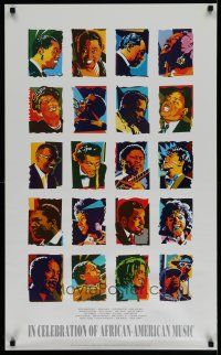 3x399 IN CELEBRATION OF AFRICAN-AMERICAN MUSIC 22x36 music poster '92 art of musicians by Rogers!