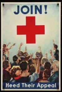 3x297 JOIN! HEED THEIR APPEAL 20x30 special '50s Cherry art of people reaching toward Red Cross!