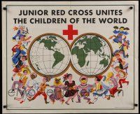 3x068 JUNIOR RED CROSS UNITES THE CHILDREN OF THE WORLD 25x30 Canadian special '60s cool art!