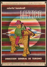 3x045 MEXICO 26x37 Mexican travel poster '50s cool artwork of colorful handcraft goods!