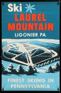 3x041 SKI LAUREL MOUNTAIN 22x34 travel poster '60s finest skiing in Pennsylvania, rare!