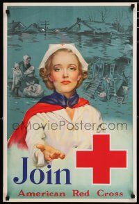 3x027 JOIN AMERICAN RED CROSS 20x30 WWII war poster '39 R.C. Kauffmann art of nurse reaching out!