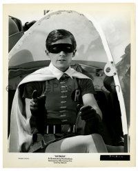 3y100 BATMAN 8.25x10 still '66 close up of Burt Ward in costume as Robin sitting in Batcopter!