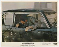 3y019 GODFATHER color 8x10 still '72 James Caan in hail of gunfire at toll booth, Coppola classic!