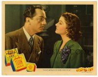 3z524 ANOTHER THIN MAN LC '39 close up of Myrna Loy getting William Powell into a murder mix-up!