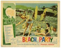 3z540 BEACH PARTY LC #8 '63 Annette Funicello sitting on ground watches girl in bikini dancing!