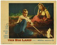 3z548 BIG LAND LC #6 '57 great image of Alan Ladd & Virigina Mayo sitting around campfire!