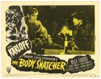 3z070 BODY SNATCHER LC #5 R52 Boris Karloff & Russell Wade sitting at table by fireplace!