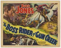 3z218 BOSS RIDER OF GUN CREEK TC '36 cool artwork of cowboy Buck Jones on horse saving the day!