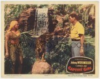 3z571 CAPTIVE GIRL LC #3 '50 Johnny Weissmuller as Jungle Jim w/ sexy Anita Lhoest & tiger!